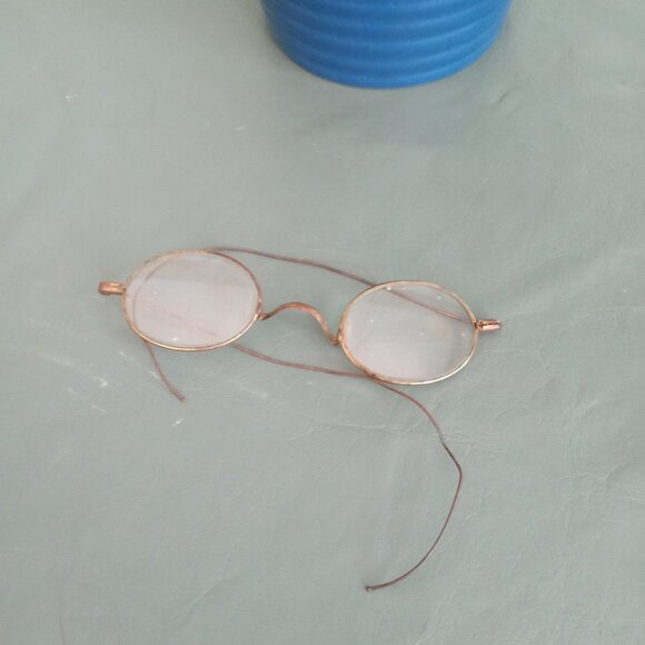 Antique Unisex Round Wire Eyeglass Frames Reading Glasses Spectacle Collector Di - Picture 1 of 9